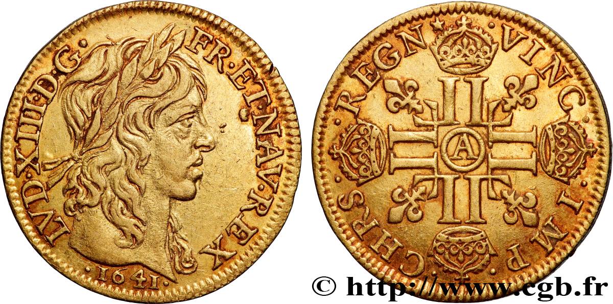 LOUIS XIII  Louis d or aux huit L (effigie de Jean Warin) 1641 Paris, Monnaie du Louvre BB/q.SPL