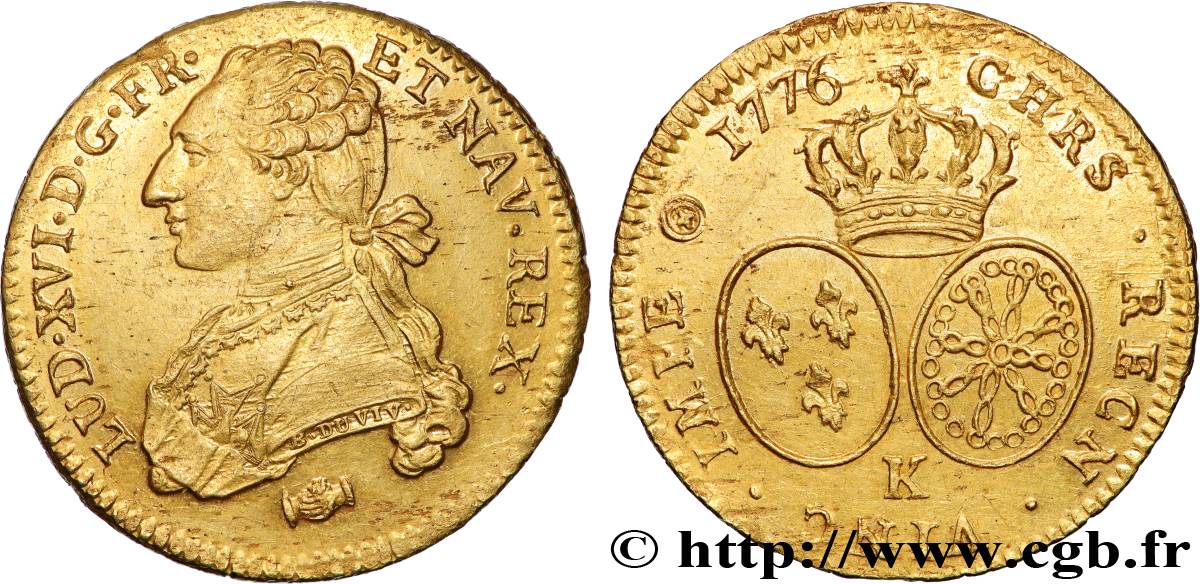 LOUIS XVI Double louis d’or aux écus ovales 1776 Bordeaux TTB+/SUP