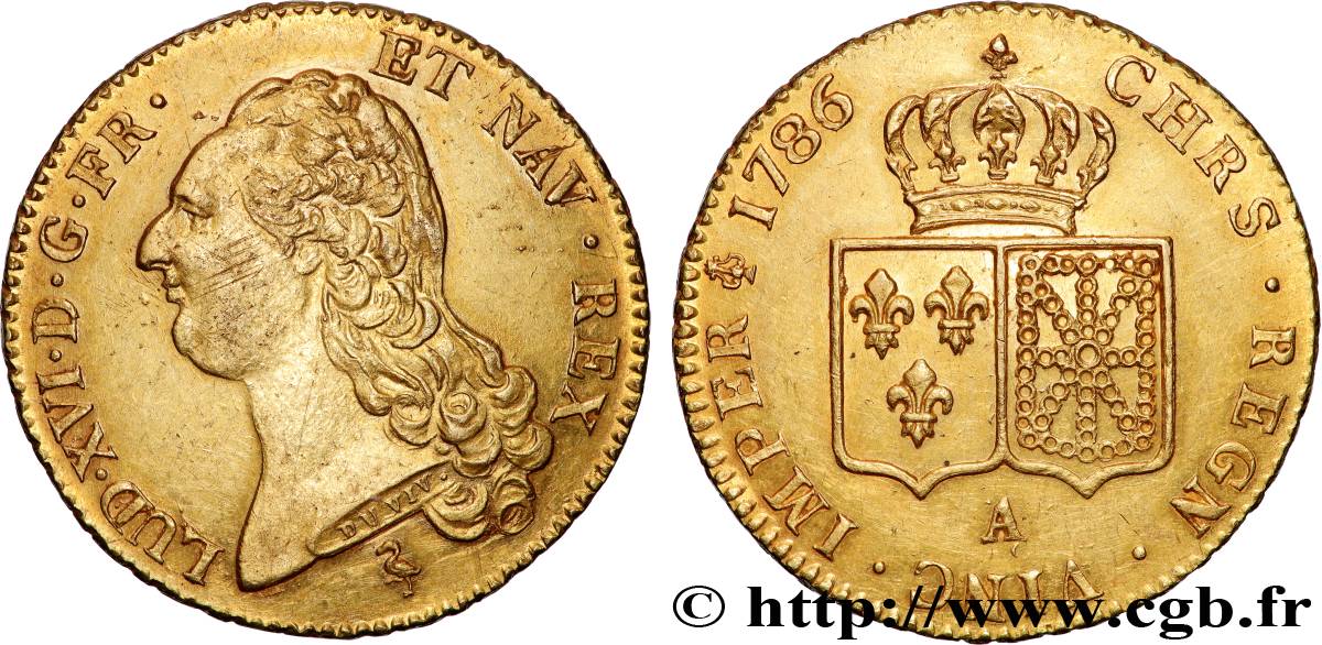 LOUIS XVI Double louis d’or aux écus accolés 1786 Paris TTB+/SUP