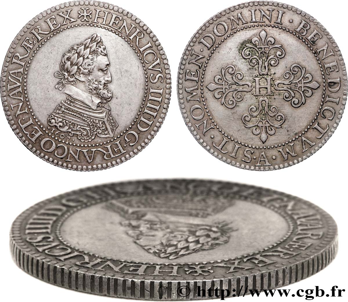 HENRI IV LE GRAND Piéfort de poids double du franc 1607 Paris, Moulin du Louvre SUP