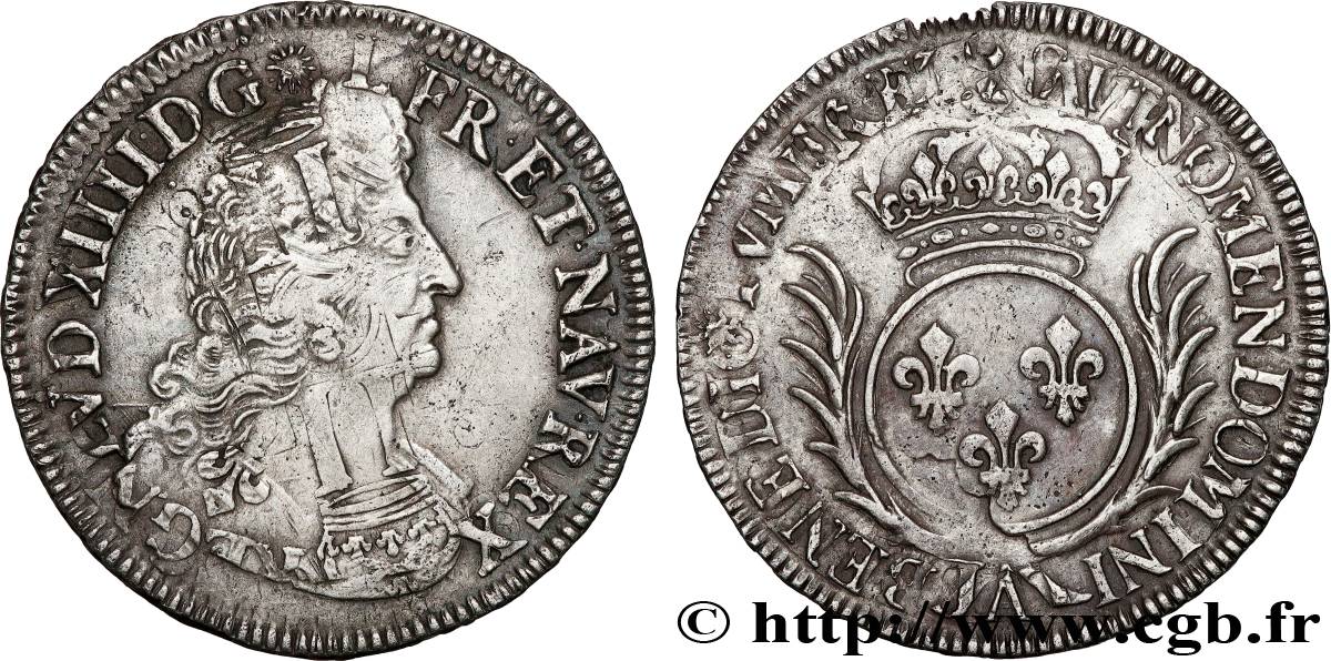 LOUIS XIV  THE SUN KING  Demi-écu aux palmes n.d. Paris VF