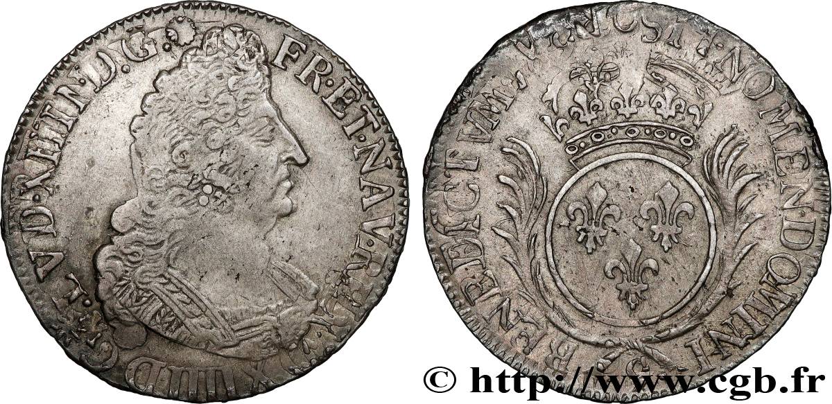 LOUIS XIV  THE SUN KING  Demi-écu aux palmes 1694 Rennes XF