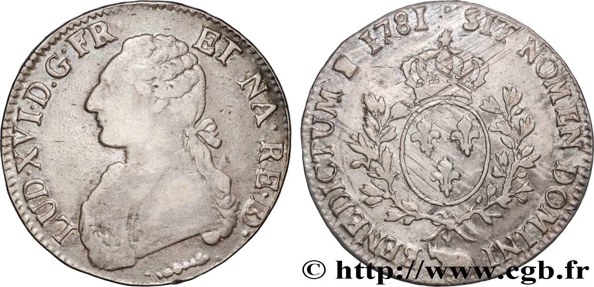 LOUIS XVI Écu aux branches d olivier 1781 Pau TB+/TTB+