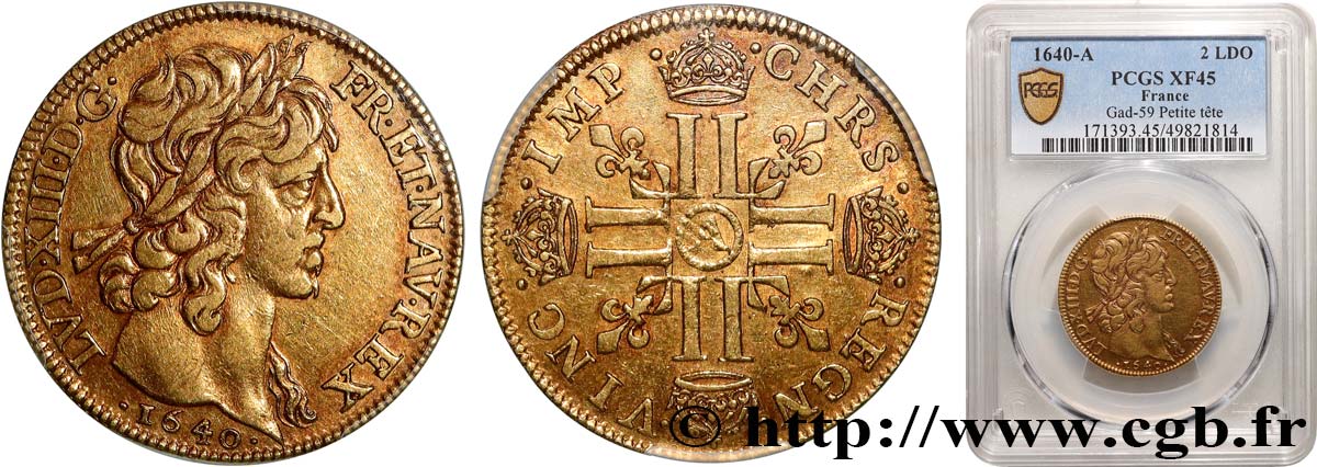 LOUIS XIII  Double louis d or aux huit L (effigie de Jean Warin) 1640 Paris, Monnaie du Louvre BB45