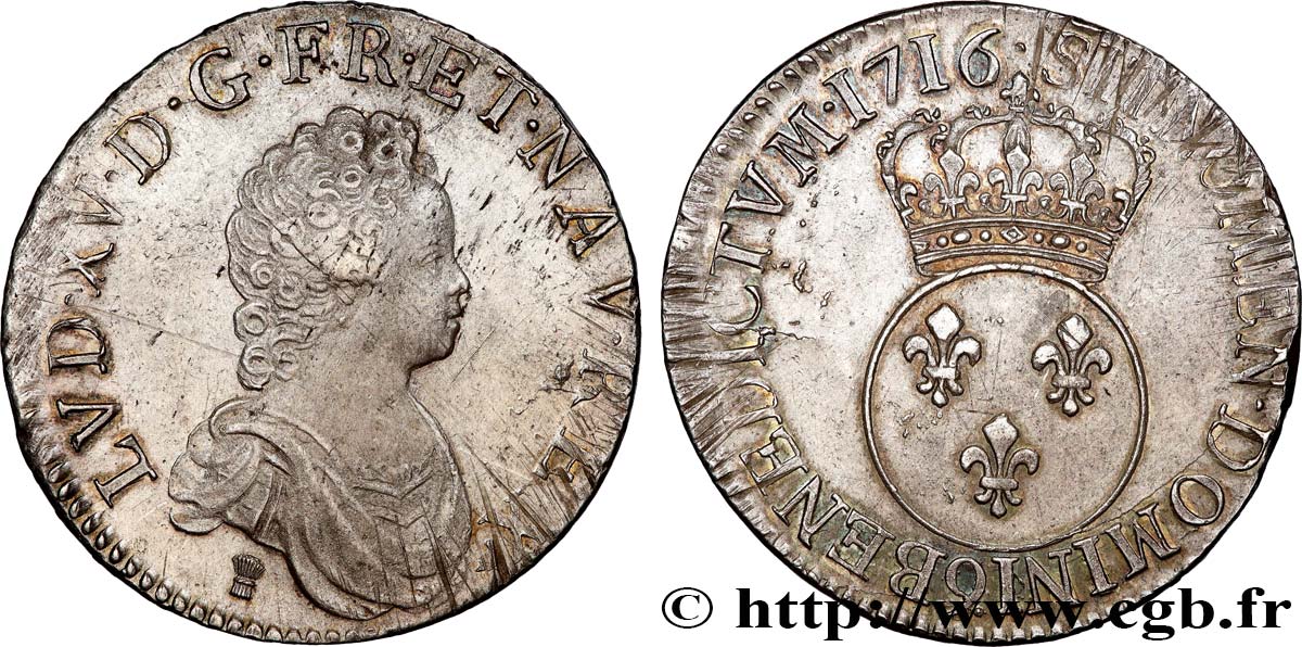 LOUIS XV DIT LE BIEN AIMÉ Écu à l’écu rond couronné 1716 Rennes TTB/TTB+