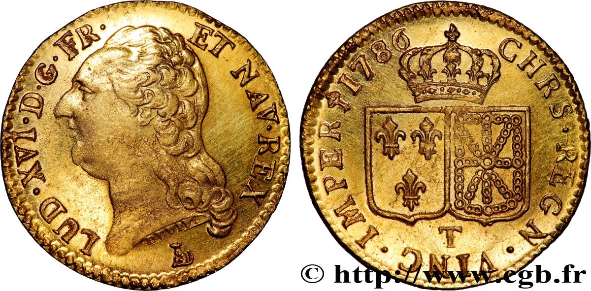LOUIS XVI Louis d or aux écus accolés 1786 Nantes MS