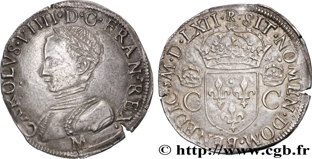 CHARLES IX Teston, 2e type 1562 Toulouse SPL