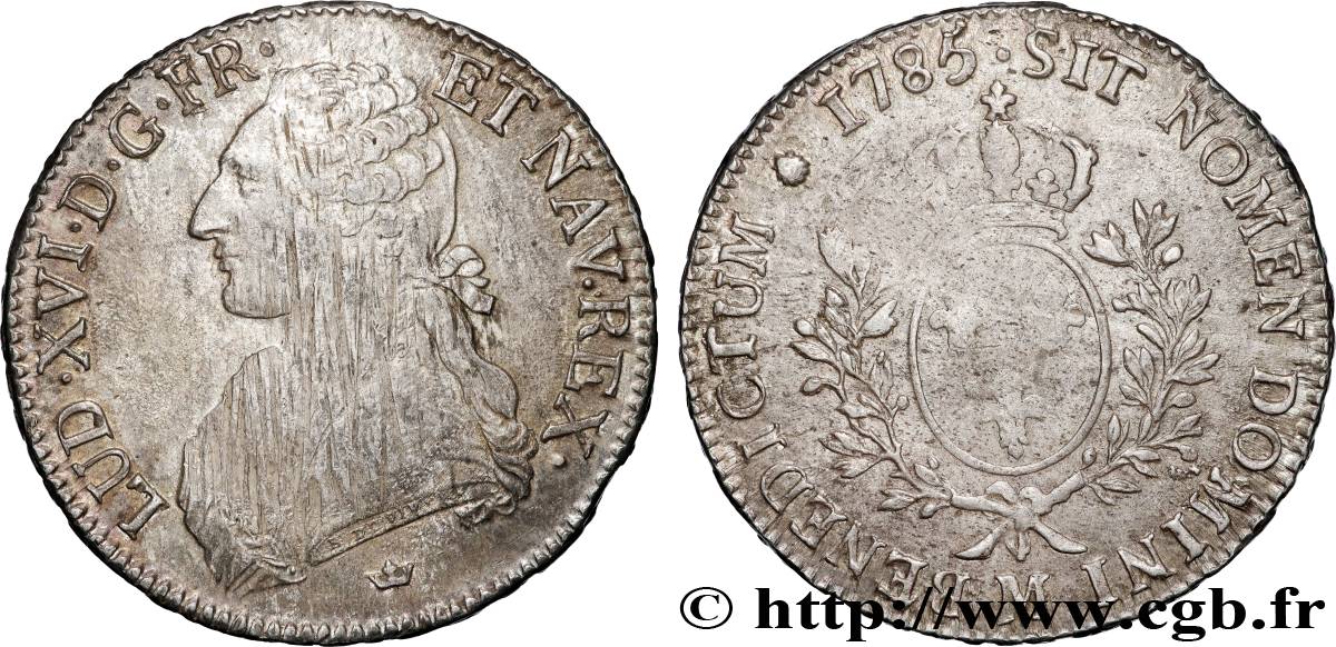 LOUIS XVI Écu aux branches d’olivier  1785 Toulouse XF/VF