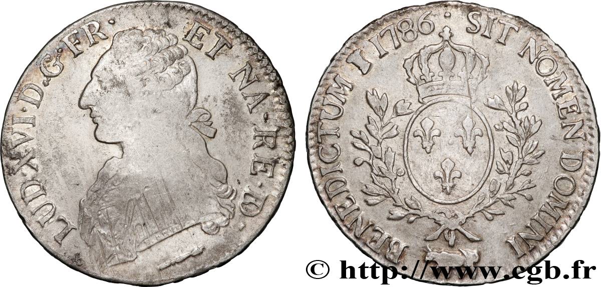 LOUIS XVI Écu aux branches d olivier 1786 Pau VF/VF