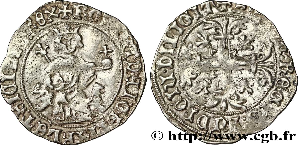 ITALIE - ROYAUME DE NAPLES - ROBERT D ANJOU Carlin d argent c. 1310-1340 Naples BC+