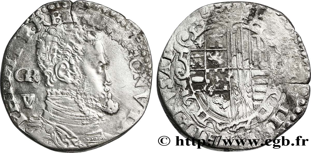 ITALY - KINGDOM OF NAPLES - PHILIP II OF SPAIN Demi-ducaton ou cianfroni n.d. Naples VF/VF