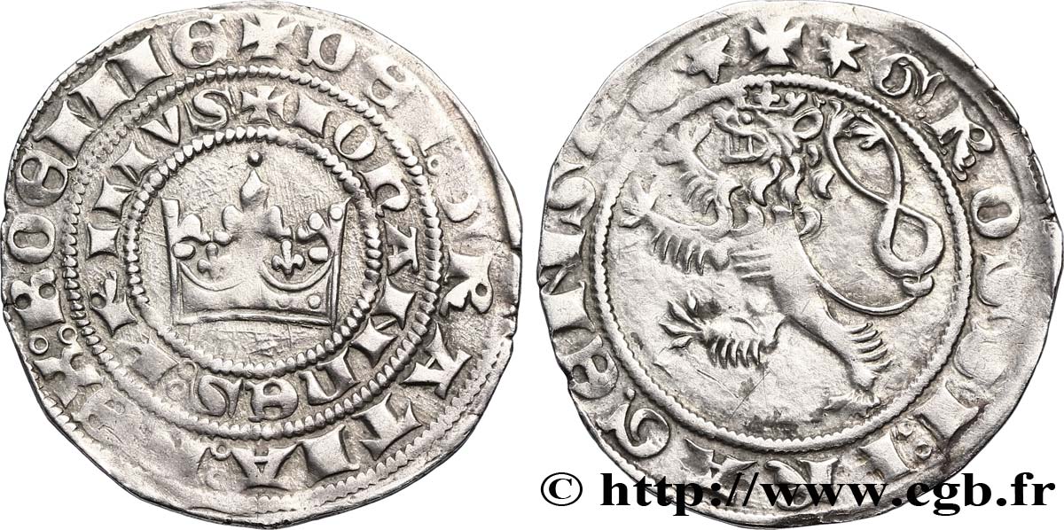 BOHEMIA - KINGDOM OF BOHEMIA - JOHN I THE BLIND Gros de Prague c. 1320 Prague XF