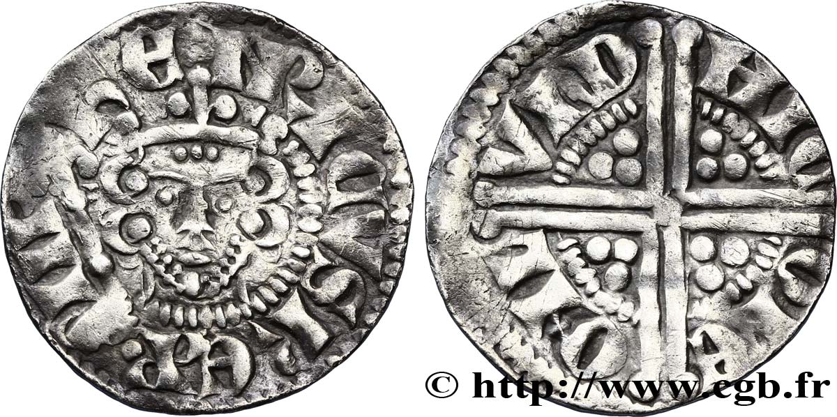 ANGLETERRE - ROYAUME D ANGLETERRE - HENRY III PLANTAGENÊT Penny dit “long cross”, classe 4a n.d. Londres BC+
