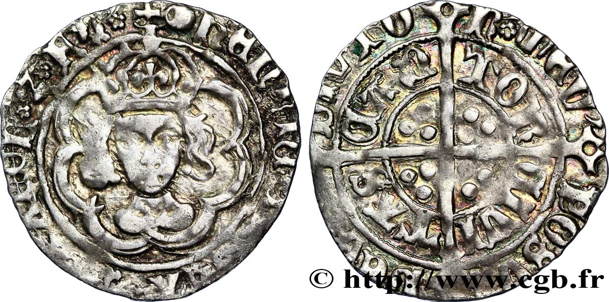 ENGLAND - KINGDOM OF ENGLAND - HENRY VII Halfgroat n.d. Canterbury VF