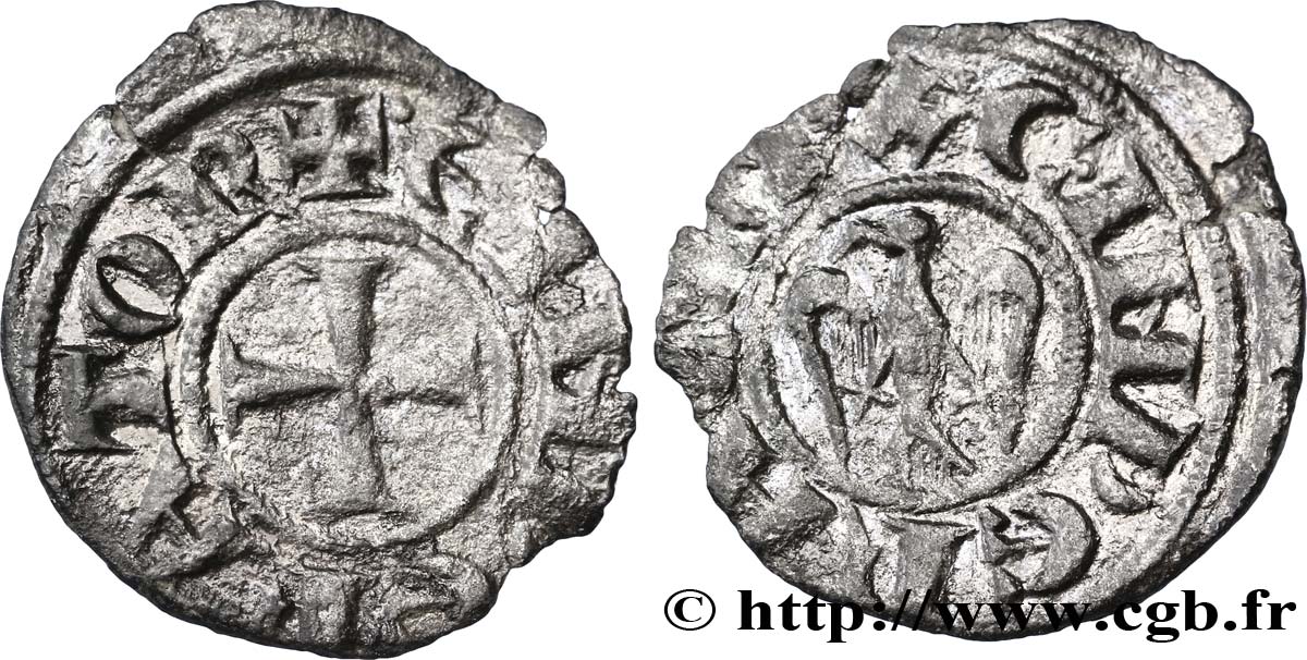 ITALY - KINGDOM OF SICILY - CONSTANCE AND HENRY VI Denaro (denier) n.d. Brindisi XF