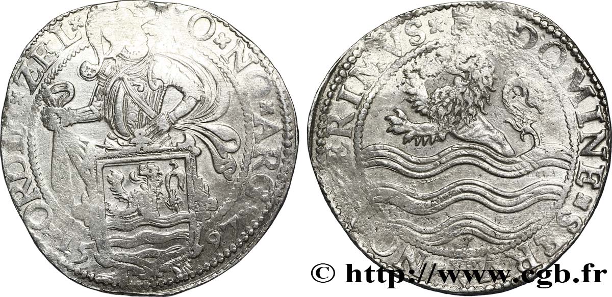 NETHERLANDS - UNITED PROVINCES Daldre ou écu au lion 1597 Middelbourg VF