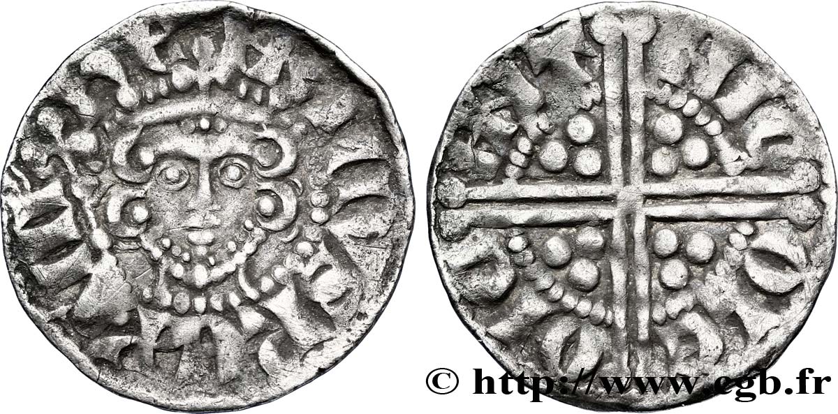 ANGLETERRE - ROYAUME D ANGLETERRE - HENRY III PLANTAGENÊT Penny dit “long cross”, classe 1b n.d. Canterbury BC+