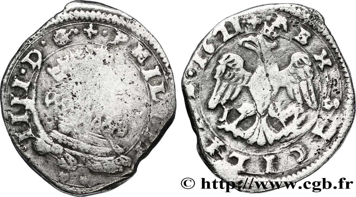 ITALY - KINGDOM OF SICILY - JAMES I - PHILIP IV OF SPAIN Double tari 1621 Messine VF