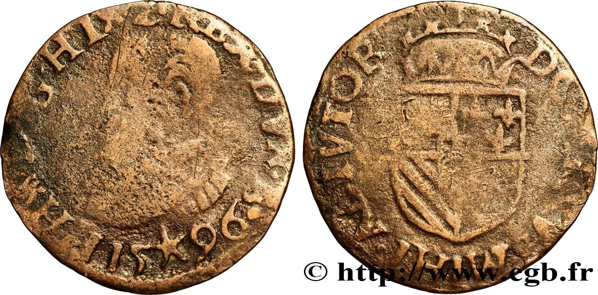 PAYS-BAS ESPAGNOLS - COMTÉ D ARTOIS - PHILIPPE II D ESPAGNE Maille 1596 Maastricht BC