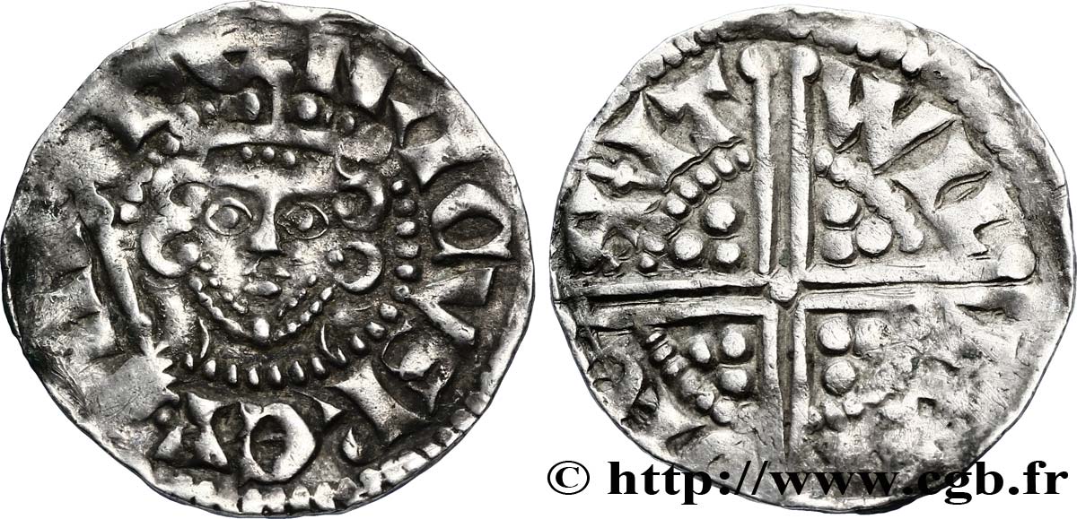 ANGLETERRE - ROYAUME D ANGLETERRE - HENRY III PLANTAGENÊT Penny dit “long cross”, classe 5h n.d. Canterbury VF