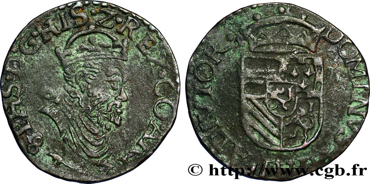 SPANISH LOW COUNTRIES - DUCHY OF BRABANT - PHILIPPE II Liard 1587 Arras BC+