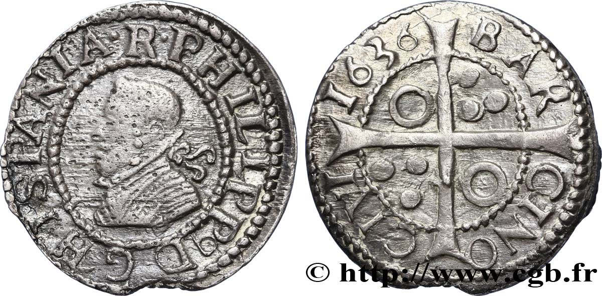 SPANIEN - KÖNIGREICH SPANIEN - PHILIPP IV. 1 Réal 1636 Barcelone SS