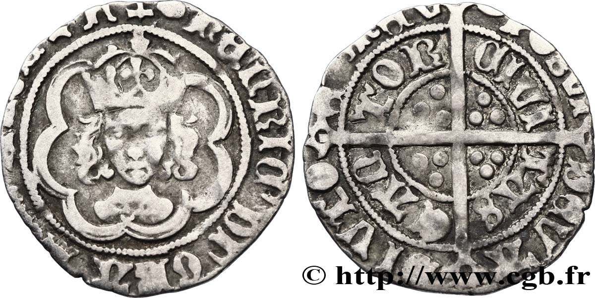 ENGLAND - KINGDOM OF ENGLAND - HENRY VII Halfgroat n.d. Canterbury VF