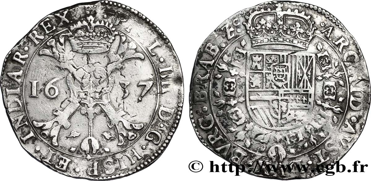 SPANISH NETHERLANDS - DUCHY OF BRABANT - PHILIP IV Patagon 1637 Anvers XF