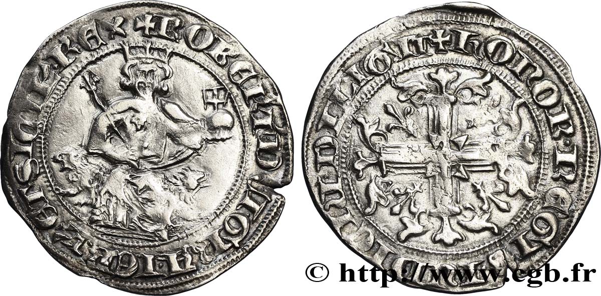 ITALY - KINGDOM OF NAPLES - ROBERT OF ANJOU Carlin d argent n.d. Naples XF