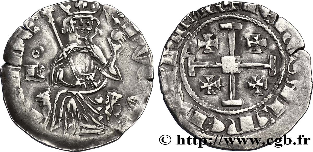 KINGDOM OF CYPRUS - HUGH IV OF LUSIGNAN Gros au B n.d. Paphos VF