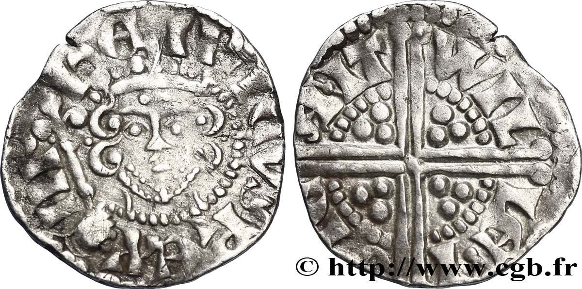 ANGLETERRE - ROYAUME D ANGLETERRE - HENRY III PLANTAGENÊT Penny dit “long cross”, classe 5h n.d. Canterbury TB+