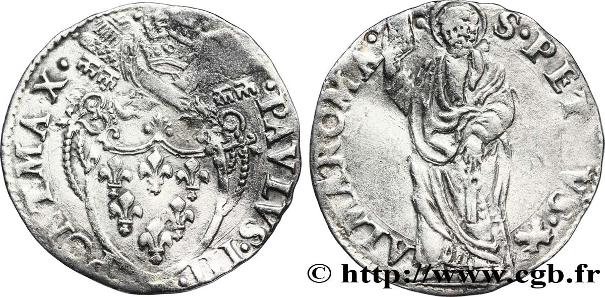 ÉTATS DU PAPE - PAUL III (Alexandre Farnèse) Gros n.d. Rome TB+