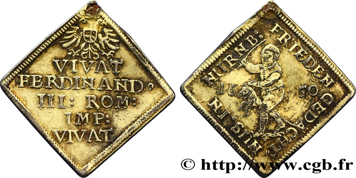 ALLEMAGNE - SAINT-EMPIRE GERMANIQUE - FERDINAND III Médaille d’argent 1650 Nurnbourg TB+