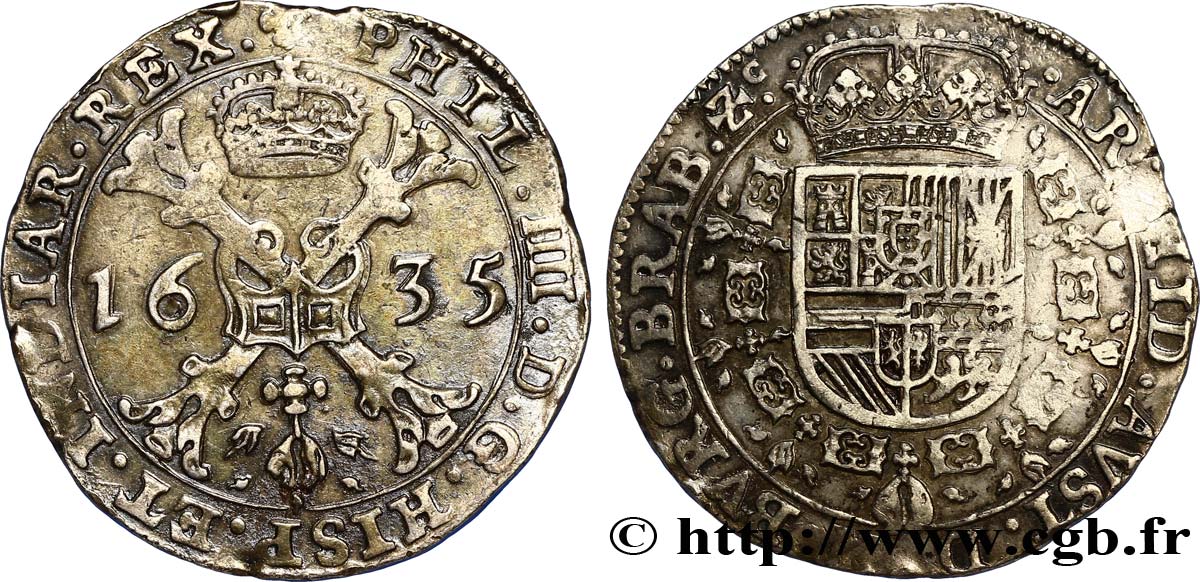 SPANISH NETHERLANDS - DUCHY OF BRABANT - PHILIP IV Patagon 1635 Bruxelles XF