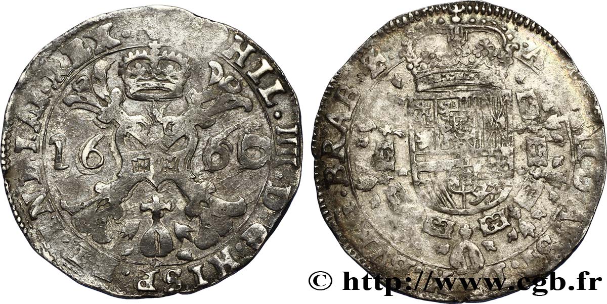 SPANISH NETHERLANDS - DUCHY OF BRABANT - PHILIP IV Demi-patagon 1660 Anvers VF
