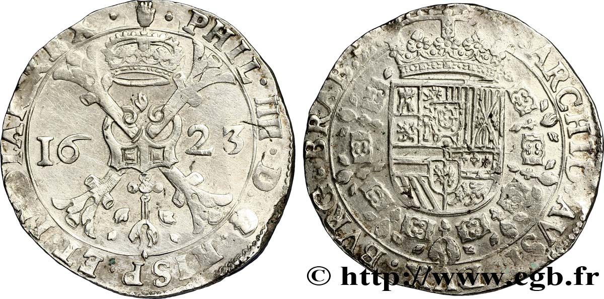 SPANISH NETHERLANDS - DUCHY OF BRABANT - PHILIP IV Patagon 1623 Anvers XF