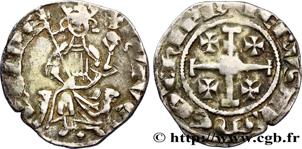 KINGDOM OF CYPRUS - HUGUES IV OF LUSIGNAN Demi-gros n.d. Nicosie ou Famagouste q.MB