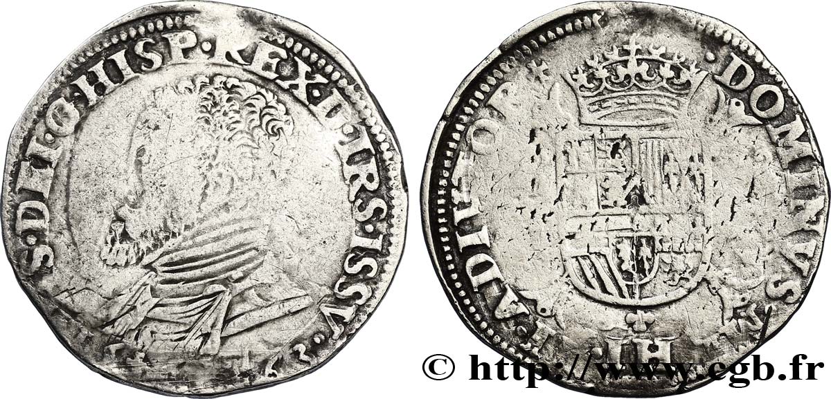 PAYS-BAS ESPAGNOLS - COMTÉ DE FLANDRE - PHILIPPE II D ESPAGNE Demi-écu Philippe 1563 Utrecht TB+