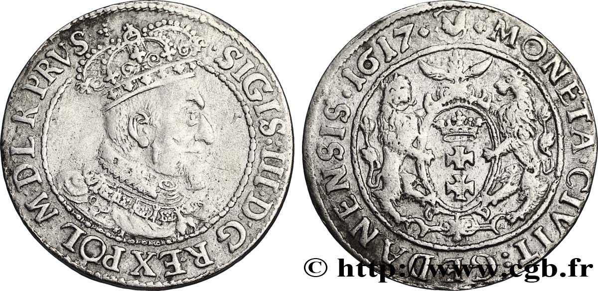 POLONIA - SIGISMUNDO III VASA Quart de thaler ou ort koronny 1617 Dantzig MBC
