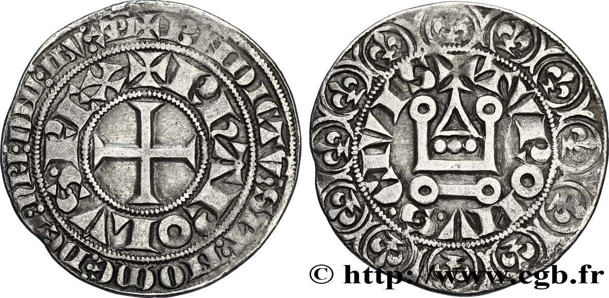 HOLY ROMAN EMPIRE - CHARLES IV OF LUXEMBOURG KING OF THE ROMANS Gros tournois n.d. Aix-la-Chapelle ? XF