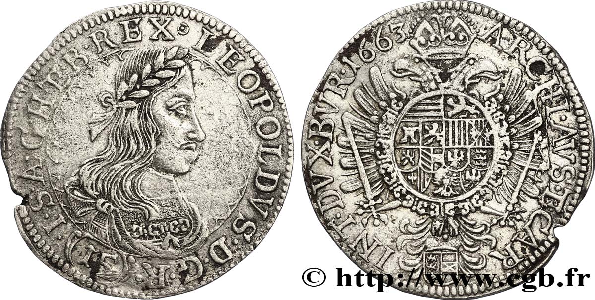 GERMANY - HOLY ROMAN EMPIRE - LEOPOLD I (Leopold Ignaz Joseph Balthasar Felician) 15 Kreuzer 1663 Saint-Veit VF