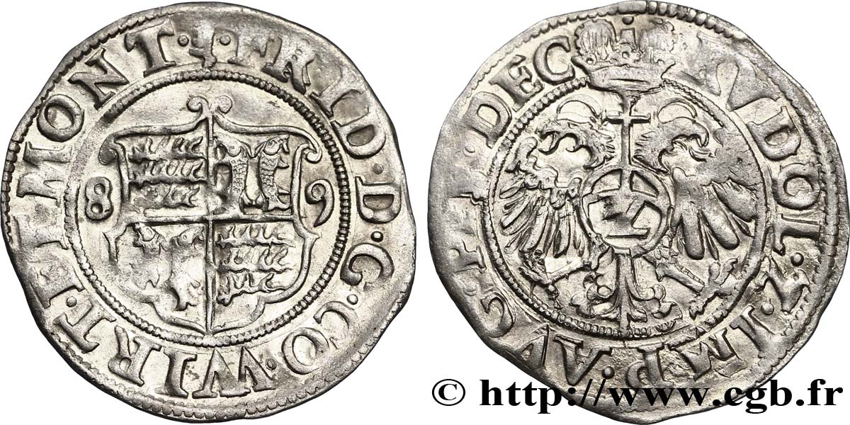 HOLY ROMAN EMPIRE - WÜRTTEMBERG-MÖMPELGARD - FRIEDRICH I 2 kreuzers 1589  XF