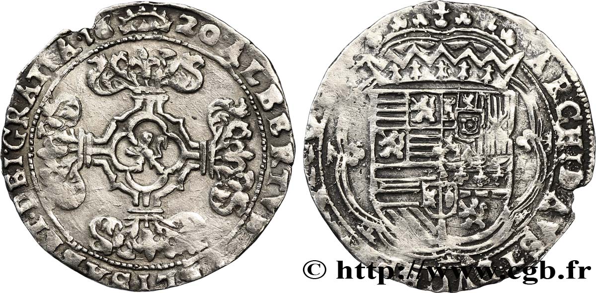 SPANISH NETHERLANDS - BRABANT - DUCHY OF BRABANT - ALBERT AND ISABELLA Trois patards 1620  VF