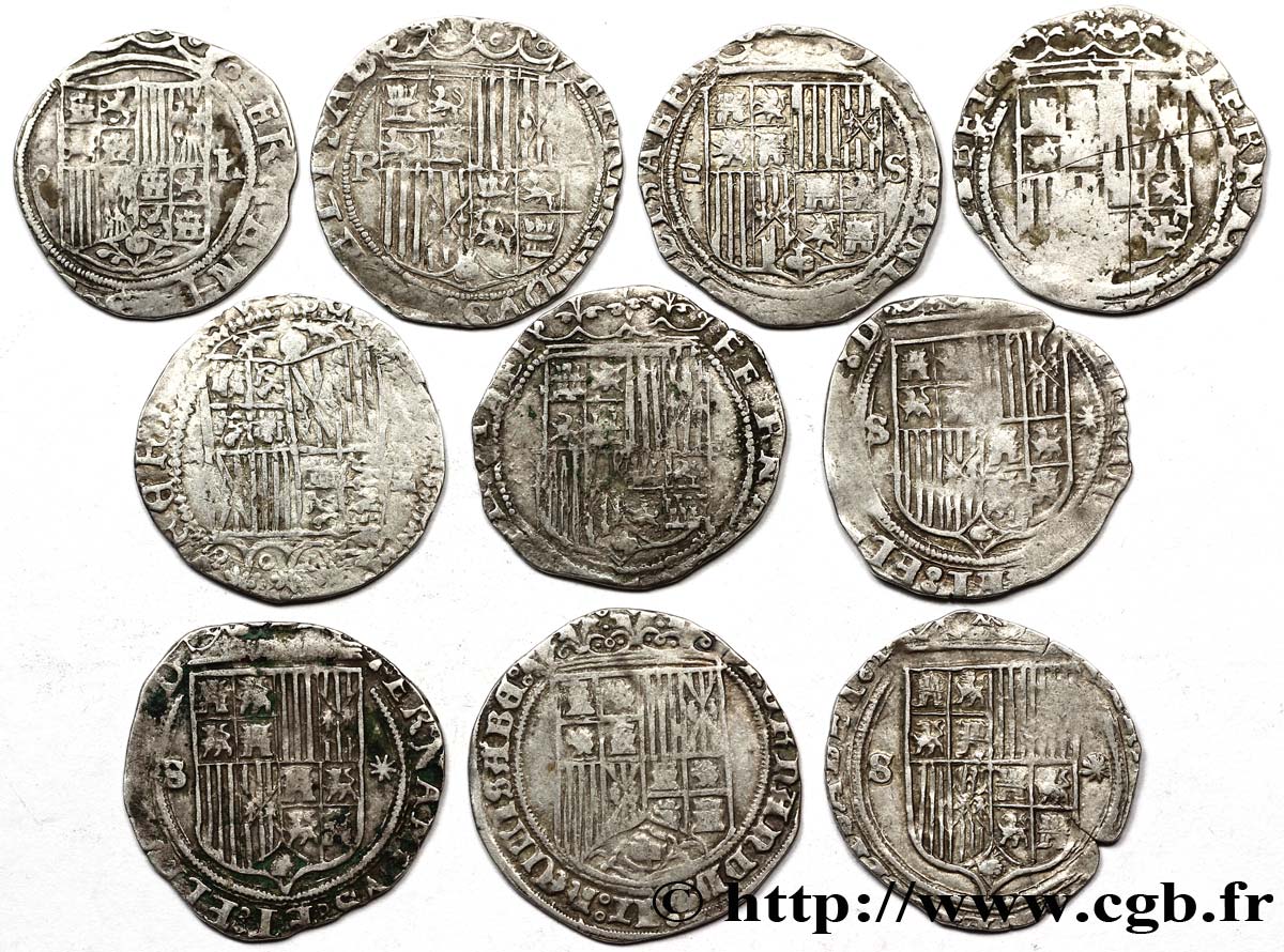LOTES Dix pièces de 1 réal - Espagne - Isabelle et Ferdinand n.d.  BC