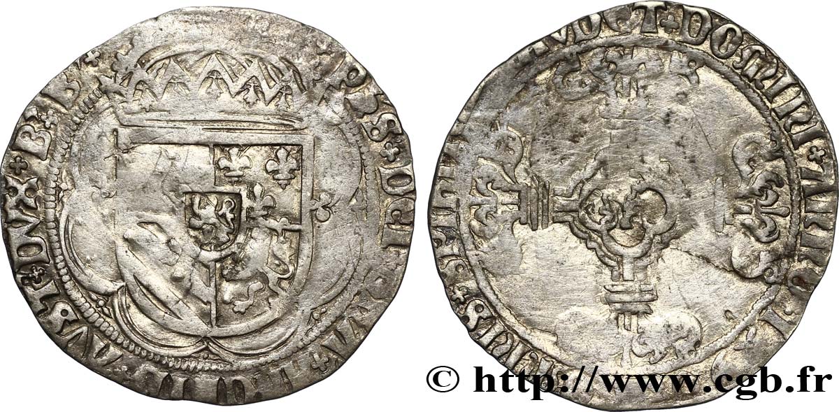 SPANISH LOW COUNTRIES - COUNTY OF FLANDRE - PHILIPPE LE BEAU Double patard 1502  q.BB