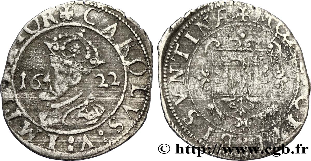 TOWN OF BESANCON - COINAGE STRUCK AT THE NAME OF CHARLES V Carolus 1622 Besançon AU