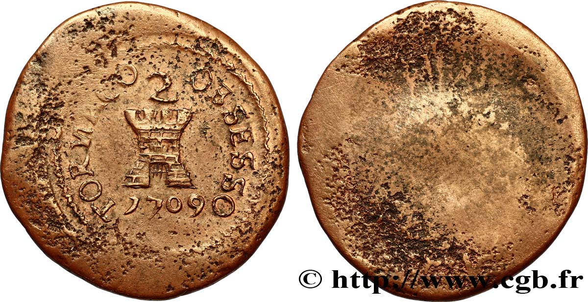 TOURNAISIS - SIÈGE DE TOURNAI Monnaie obsidionale de deux sols 1709 Tournai MBC+