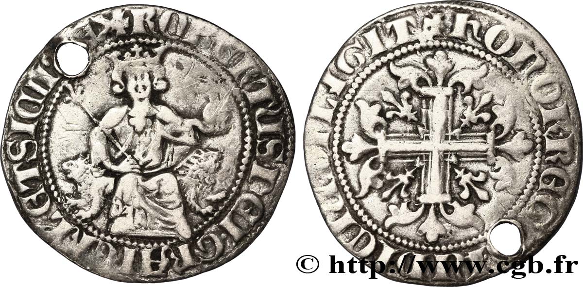 ITALY - KINGDOM OF NAPLES - ROBERT OF ANJOU Carlin d argent n.d. Naples VF