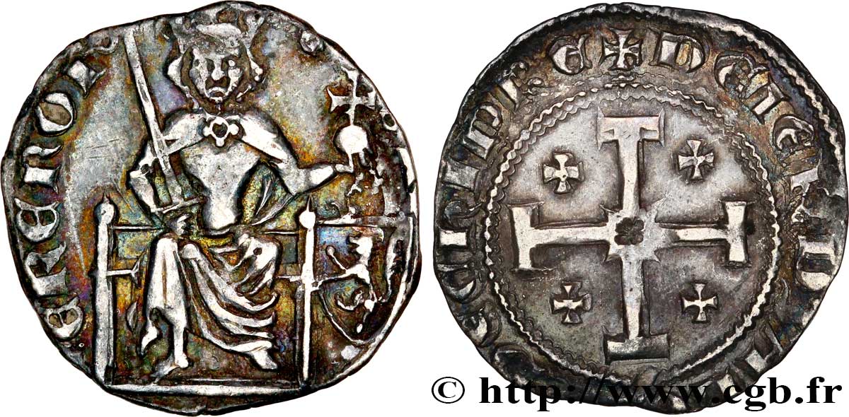 KINGDOM OF CYPRUS - HUGUES IV OF LUSIGNAN Demi-gros n.d.  MB
