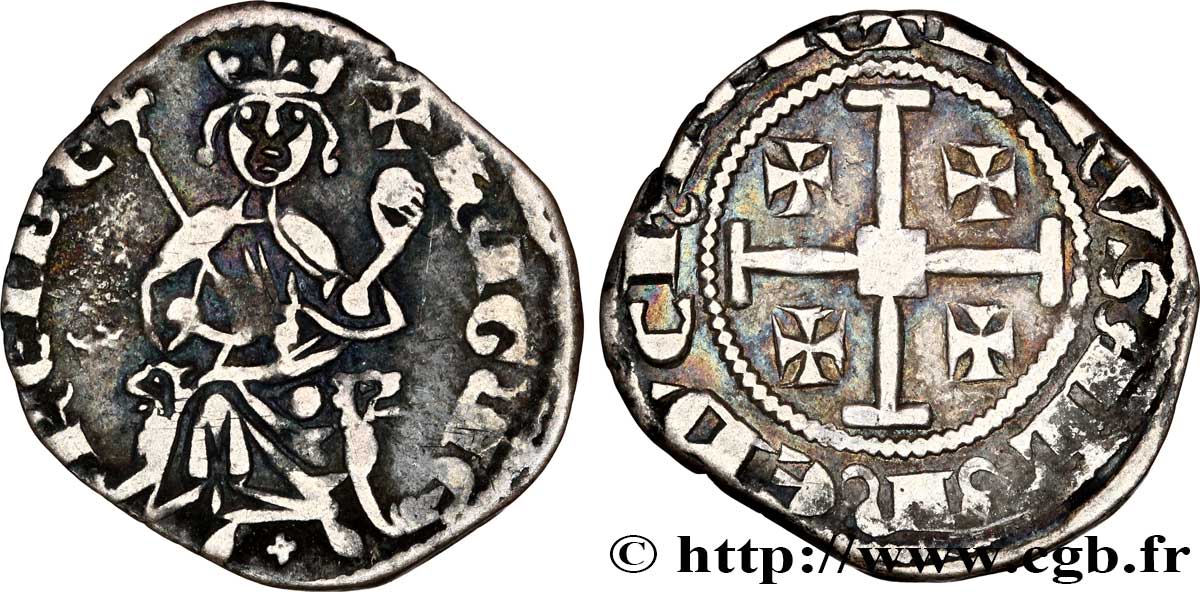 KINGDOM OF CYPRUS - HUGH IV OF LUSIGNAN Demi-gros n.d.  VF
